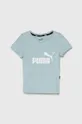 блакитний Дитяча бавовняна футболка Puma Для дівчаток