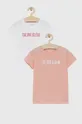 ροζ Παιδικό βαμβακερό μπλουζάκι Calvin Klein Underwear (2-pack) Για κορίτσια
