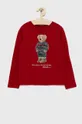 червоний Дитячий бавовняний лонгслів Polo Ralph Lauren Для дівчаток