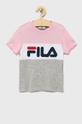 серый Детская хлопковая футболка Fila Для девочек