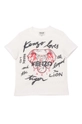 beżowy Kenzo Kids T-shirt bawełniany dziecięcy Dziewczęcy