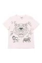 różowy Kenzo Kids T-shirt bawełniany dziecięcy Dziewczęcy