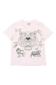 розовый Детская хлопковая футболка Kenzo Kids Для девочек