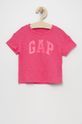 fuchsiová Dětské bavlněné tričko GAP Dívčí