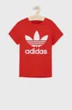 czerwony adidas Originals T-shirt bawełniany dziecięcy H35619 Dziecięcy