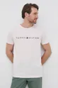 różowy Tommy Hilfiger T-shirt Męski
