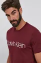 bordowy Calvin Klein T-shirt bawełniany
