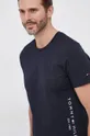 tmavomodrá Bavlnené tričko Tommy Hilfiger