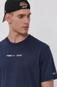 tmavomodrá Bavlnené tričko Tommy Jeans