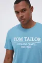 tyrkysová Bavlnené tričko Tom Tailor Pánsky