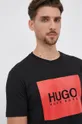 μαύρο Βαμβακερό μπλουζάκι Hugo