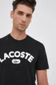 μαύρο Βαμβακερό μπλουζάκι Lacoste