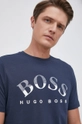 granatowy Boss T-shirt bawełniany 50455760