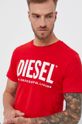 červená Bavlnené tričko Diesel Pánsky