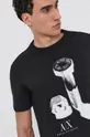 czarny Armani Exchange T-shirt bawełniany 6KZTAR.ZJ5LZ