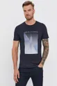 tmavomodrá Bavlnené tričko Armani Exchange