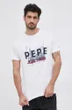 λευκό Βαμβακερό μπλουζάκι Pepe Jeans RANDALL Ανδρικά