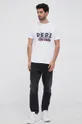 Βαμβακερό μπλουζάκι Pepe Jeans RANDALL λευκό