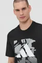 czarny adidas Performance T-shirt bawełniany GU1476