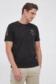 чёрный Хлопковая футболка Aeronautica Militare Мужской