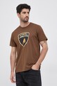 Lamborghini T-shirt bawełniany brązowy 71XBH004