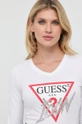 biały Guess longsleeve bawełniany