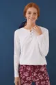 Βαμβακερή μπλούζα πιτζάμας με μακριά μανίκια women'secret Mix & Match λευκό