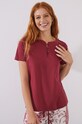 Bavlnené pyžamové tričko women'secret Mix & Match 3274470 burgundské AW22