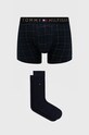 Set bokserice i čarape Tommy Hilfiger sitni uzorak mornarsko plava UM0UM01996.9BYY