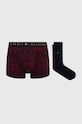 Set bokserice i čarape Tommy Hilfiger sitni uzorak bordo UM0UM01996.9BYY