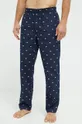 Βαμβακερό παντελόνι πιτζάμα Lacoste σκούρο μπλε