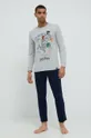 Βαμβακερή μπλούζα πιτζάμας με μακριά μανίκια United Colors of Benetton γκρί