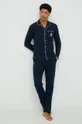 Βαμβακερό πουκάμισο πιτζάμα Abercrombie & Fitch σκούρο μπλε