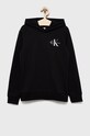 Дитяча бавовняна кофта Calvin Klein Jeans з капюшоном чорний IU0IU00266.9BYY
