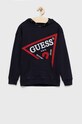 Guess bluza bawełniana dziecięca z kapturem granatowy L2YQ07.KAD70