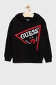 μαύρο Παιδική βαμβακερή μπλούζα Guess Για αγόρια