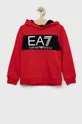 κόκκινο Παιδική βαμβακερή μπλούζα EA7 Emporio Armani Για αγόρια