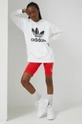 Bombažna mikica adidas Originals bela