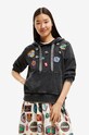 Desigual bluza bawełniana z kapturem szary 22WWSK56