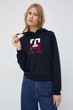 Bavlněná mikina Tommy Hilfiger s kapucí námořnická modř WW0WW37441.9BYY