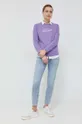 Bombažen pulover BOSS vijolična