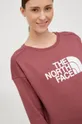 Βαμβακερή μπλούζα The North Face μπορντό