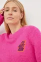 różowy P.E Nation sweter z domieszką wełny Dondi