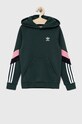 Detská mikina adidas Originals s kapucňou zelená HL6881