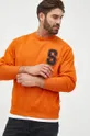 Βαμβακερή μπλούζα Selected Homme πορτοκαλί
