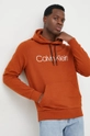 hnedá Bavlnená mikina Calvin Klein