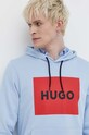 HUGO bluza bawełniana niebieski 50473168