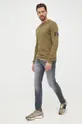 Βαμβακερό πουλόβερ Calvin Klein Jeans πράσινο