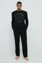 Βαμβακερή μπλούζα με μακριά μανίκια Michael Kors μαύρο