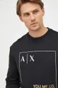 μαύρο Βαμβακερή μπλούζα Armani Exchange